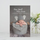 Neujahrskarte Neue Liebe Baby Foto Ankündigungskar Briefpapier (Stehend Vorderseite)