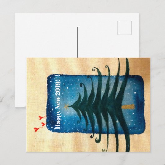 Neujahrskarte Postkarte (Vorne/Hinten)