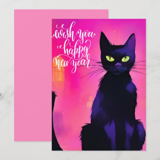 Neujahrskatze Feiertagskarte (Vorne/Hinten)
