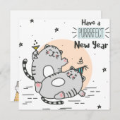 Neujahrskatzen Feiertagskarte (Vorne/Hinten)