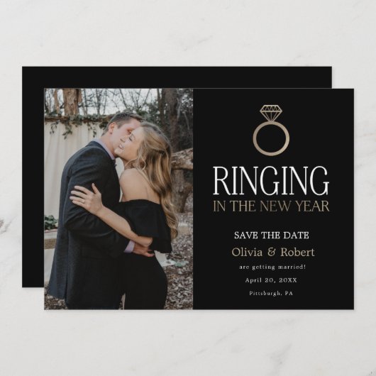 Neujahrsklingeln Save the Date mit Foto I Einladung (Vorne/Hinten)