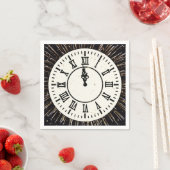Neujahrskonfetti über Uhr und Feuerwerk Serviette (Beispiel)
