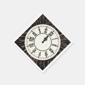 Neujahrskonfetti über Uhr und Feuerwerk Serviette (Ecke)