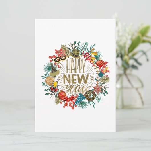 Neujahrskranz Feiertagskarte (Stehend Vorderseite)