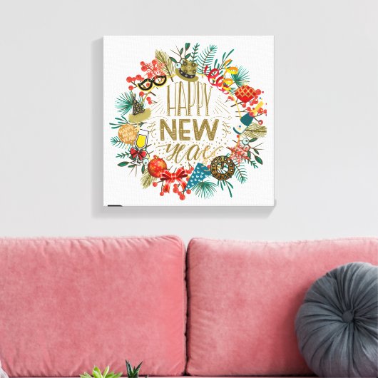 Neujahrskranz Leinwanddruck (Insitu (Wohnzimmer))