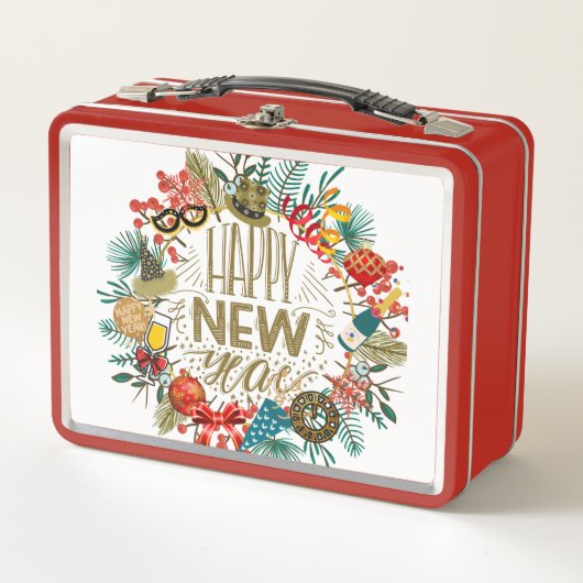 Neujahrskranz Metall Brotdose (Vorderseite)