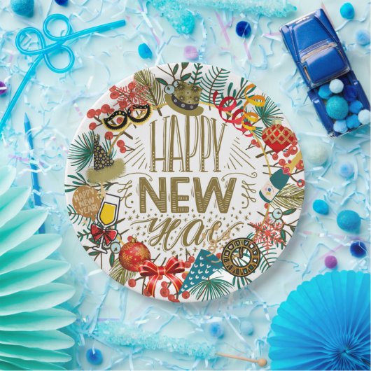 Neujahrskranz Pappteller (Party)