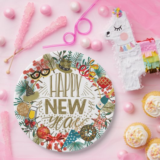 Neujahrskranz Pappteller (Party)