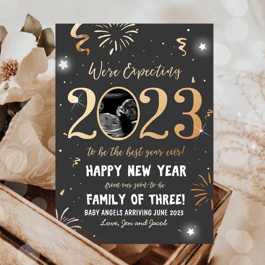 Neujahrskündigung der Schwangerschaft 2023-Karte Feiertagskarte