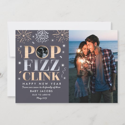 Neujahrskündigung der Schwangerschaft Neujahr 2019 Feiertagskarte (Vorderseite)