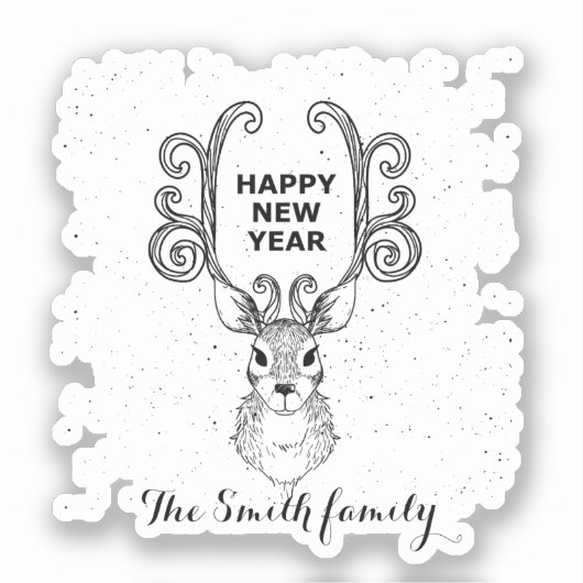 Neujahrsmagie der Schwarzweißrinder Aufkleber (Vorderseite)