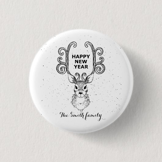 Neujahrsmagie der Schwarzweißrinder Button (Vorderseite)