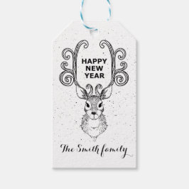 Neujahrsmagie der Schwarzweißrinder Geschenkanhänger