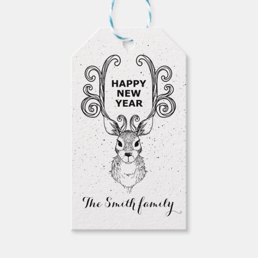 Neujahrsmagie der Schwarzweißrinder Geschenkanhänger (Vorderseite)