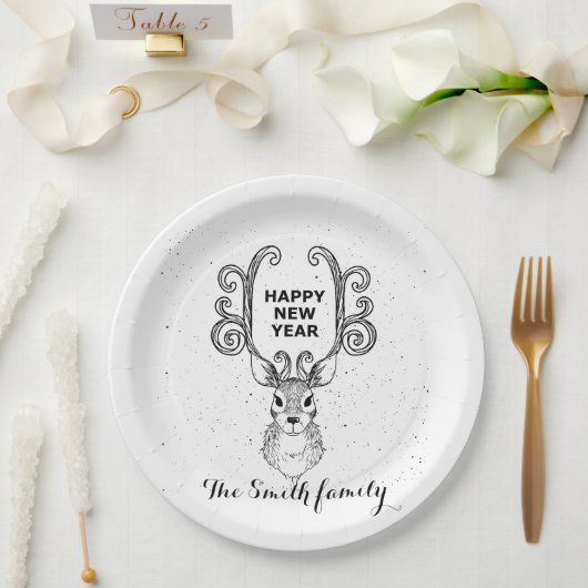 Neujahrsmagie der Schwarzweißrinder Pappteller (Hochzeit)