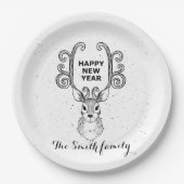 Neujahrsmagie der Schwarzweißrinder Pappteller (Vorderseite)