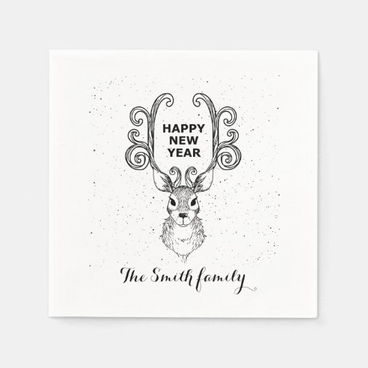 Neujahrsmagie der Schwarzweißrinder Serviette (Vorderseite)