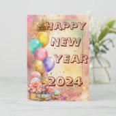 Neujahrsmagie mit Balloons & Crackers-Karte Feiertagskarte (Stehend Vorderseite)