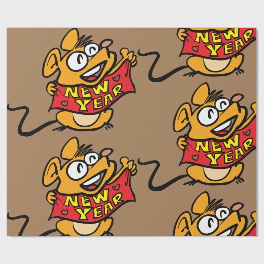 Neujahrsmaus Geschenkpapier (Flach)