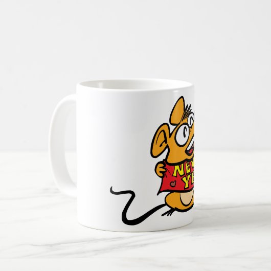 Neujahrsmaus Kaffeetasse (Vorderseite Links)