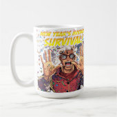 Neujahrsmission: Überleben! Lustige Comicfigur Kaffeetasse (Links)