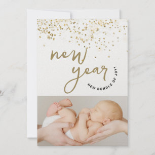 Neujahrsneuling der Joy Confetti Neues Baby-Foto Ankündigung