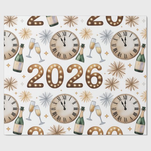 Neujahrspapier 2026 Geschenkpapier (Flach)