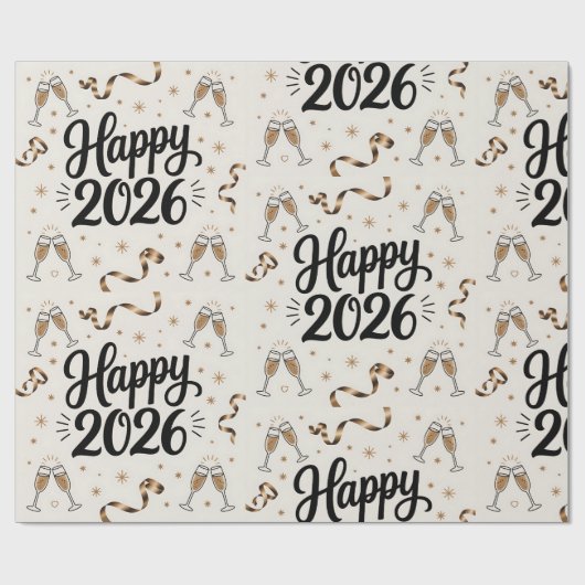 Neujahrspapier 2026 Geschenkpapier (Flach)
