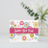 Neujahrsparty! Coole Funkkreise Feiertagspostkarte (Stehend Vorderseite)