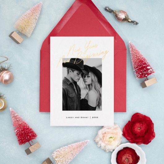 Neujahrsplanung der Verlobung für den Neuanfang Folieneinladung