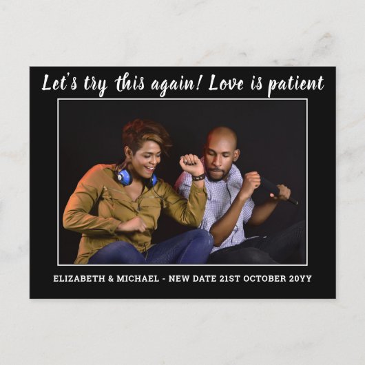 Neujahrsplanwechsel Foto Hochzeit Postkarte (Vorderseite)