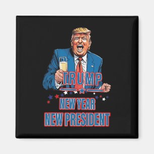 Neujahrspräsident Funny Trump 2025 nimmt Amerika Magnet