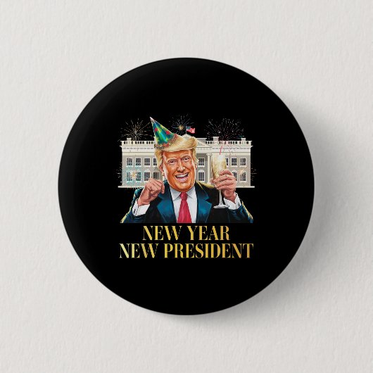 Neujahrspräsident Funny Trump Silvester P Button (Vorderseite)
