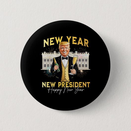 Neujahrspräsident Funny Trump Silvester P Button (Vorderseite)
