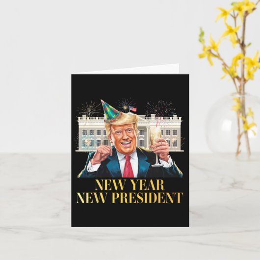 Neujahrspräsident Funny Trump Silvester P Karte (Gelbe Blume)