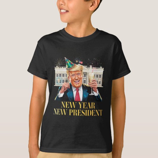 Neujahrspräsident Funny Trump Silvester P T-Shirt (Vorderseite)