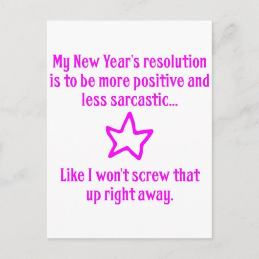 Neujahrsresolution Feiertagspostkarte (Vorderseite)