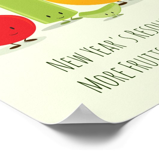 Neujahrsresolution Gesundes Obst und Gemüse Poster (Ecke)