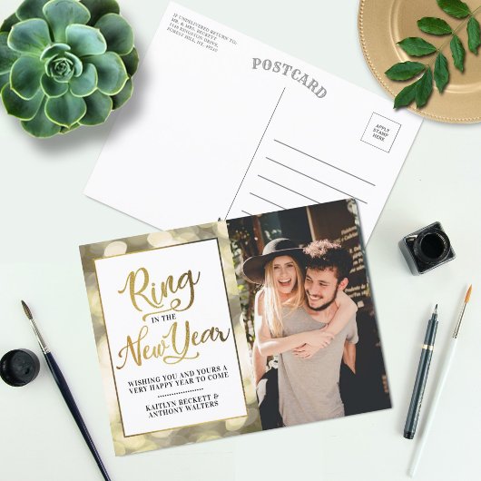 Neujahrsring | Frohes Neues Jahr Foto Feiertagspostkarte