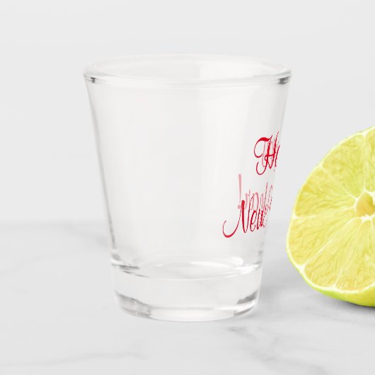 Neujahrsrotes Skript Schnapsglas (Links)