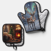 Neujahrsset Ofenhandschuh & Topflappen-Set (Vorderseite/Rückseite)