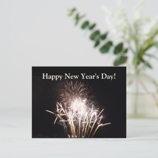 Neujahrstag Feuerwerk Postkarte (Stehend Vorderseite)