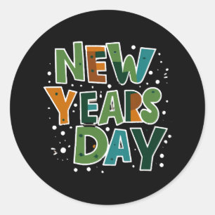 Neujahrstag Runder Aufkleber