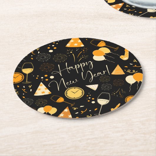 Neujahrstag Runder Pappuntersetzer (Angewinkelt)