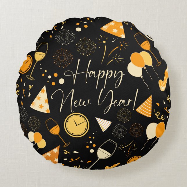 Neujahrstag Rundes Kissen (Vorderseite)