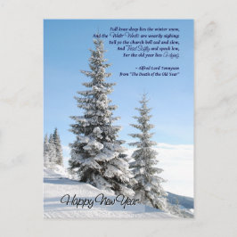 Neujahrstag-Tannenbäume mit Tennyson Gedicht Feiertagspostkarte