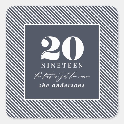 Neujahrstypografie Quadratischer Aufkleber (Vorderseite)