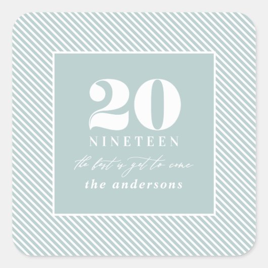 Neujahrstypografie Quadratischer Aufkleber (Vorderseite)