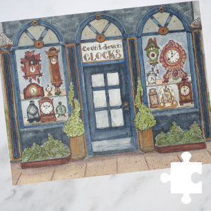 Neujahrsuhrengeschäft Aquarell-Puzzle Puzzle