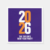 Neujahrsveranstaltung 2026 in Orange, Weiß, Dunkel Serviette (Vorderseite)